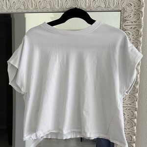 nuuds White Boxy Crop Top/Sweatshirt with Short Sleeves